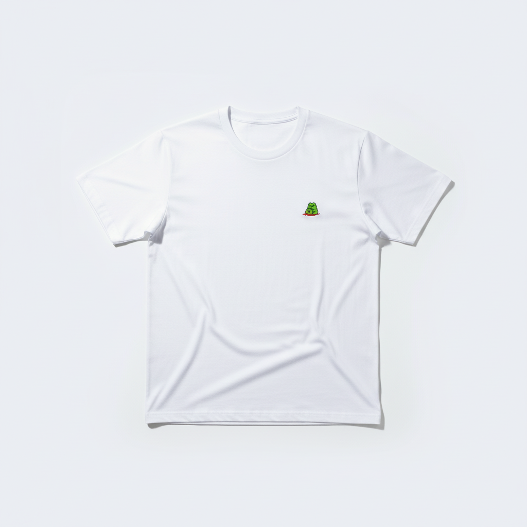 Camiseta bordada vista plana