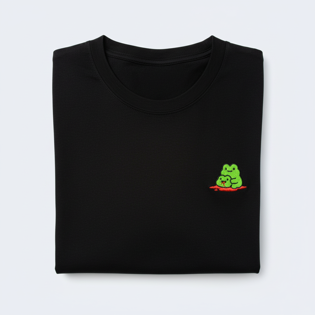 Camiseta negra doblada frontal