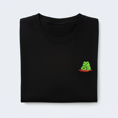 Camiseta negra doblada frontal