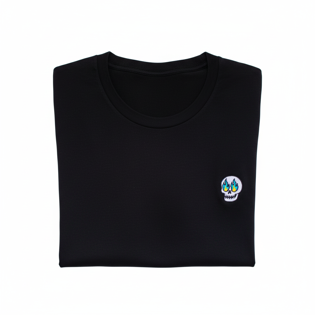 Camiseta negra doblada