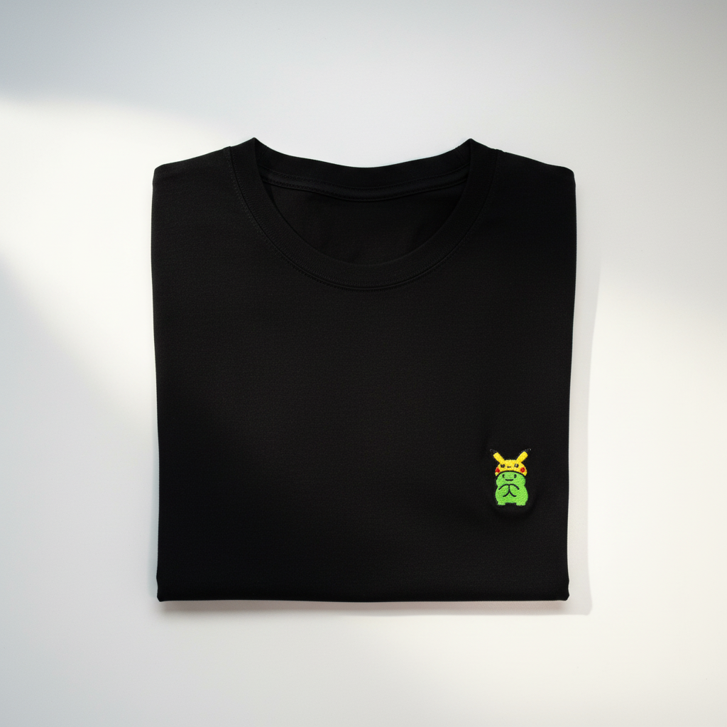 Camiseta negra doblada