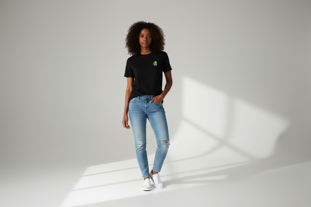 Modelo femenina nueva con camiseta detective