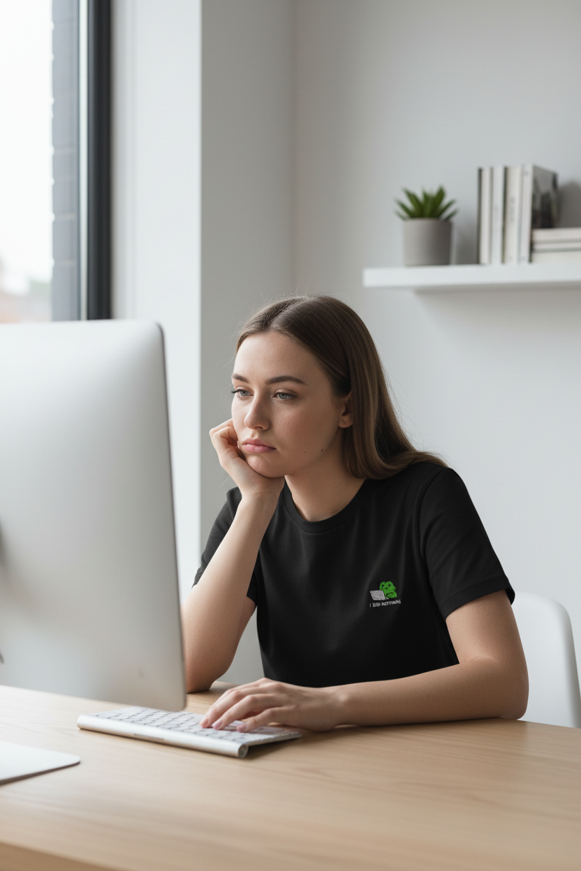 Modelo femenino con camiseta negra