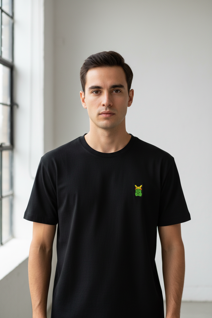 Modelo masculino con camiseta negra