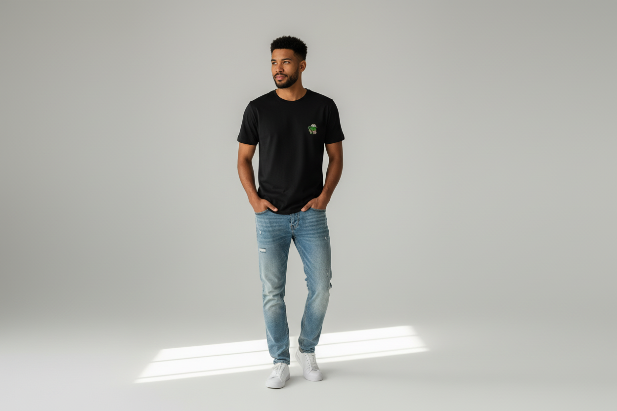 Modelo masculino nuevo con camiseta detective