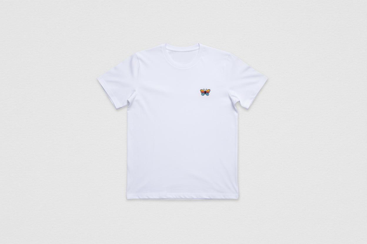 Roit butterfly embroidered t-shirt - open flat lay